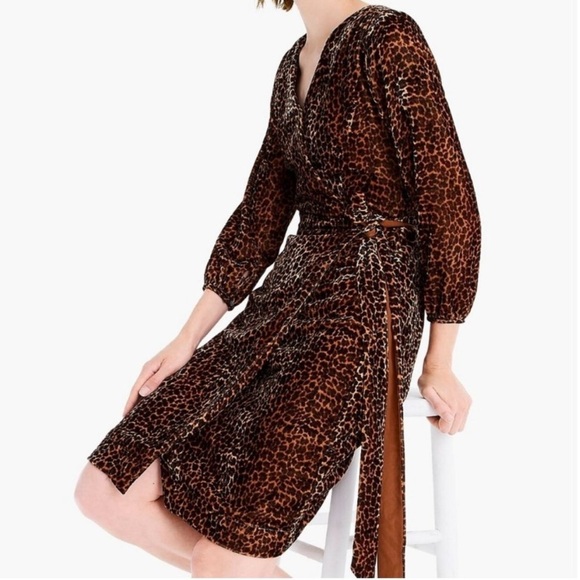 J. Crew Dresses & Skirts - J. Crew Velvet Leopard Wrap Dress